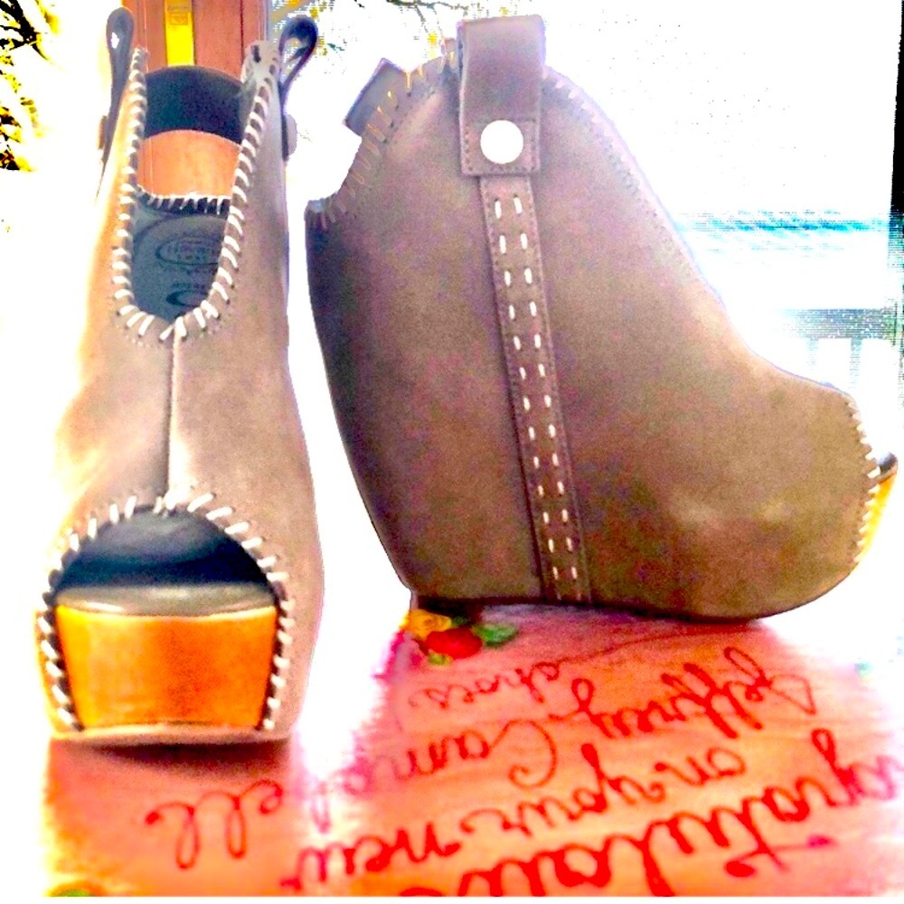 Jeffrey Campbell Gray Suede Ankle Booties Kelsey